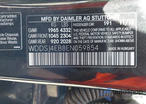 2014 Mercedes-Benz Cla 250 from USA, damaged, VIN WDDSJ4EB8EN059854